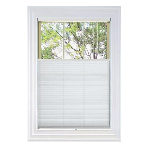 BlindsAvenue Cordless Top Down Bottom Up Cellular Honeycomb Shade, 9/16" Single Cell, Light Filtering, Cotton White, Size: 34" W x 72" H