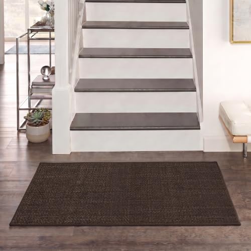 Jute Runner Rug Non Slip Washable, 4ft Rubber Backed Laundry Rugs Laundry Room Runner, Hallway Carpet Rug Mat, Deep Brown