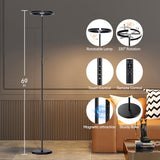 LED Floor Lamp - Rotatable Standing Lamp with Touch & Remote Control, 3000-6000K, 22W Modern Floor Reading Light, Dimmable Corner Uplighter for Living Room Bedroom Office, Black