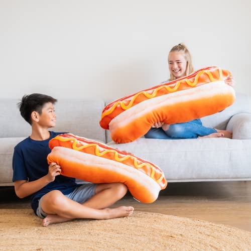 Much Comfort 30" 3D Supreme Hot Dog Throw Pillow - Made with Super Soft & Ultra Premium Fabric - Cute, Comfortable, Plush, Stuffed Body Cushion for Home Decor - Best Funny Gift for Meat Lovers - Large