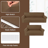 Peryiter 2 Pcs Sofa Covers Couch and Loveseat Covers Set Stretch Sofa Slipcover for Living Room Armchair Furniture Protector, Wrinkle Proof(Chocolate,Milk Silk)