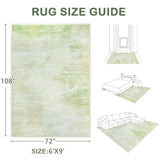 Area Rugs 6x9 Living Room: Washable Rug Modern Abstract Large Rugs Soft Non Slip Neutral Rug Stain Resistant Indoor Carpet for Bedroom Kitchen Dining Room Nursery Home Rugs(Green,6'x9')