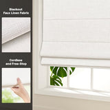 LazBlinds No Tools No Drill Cordless Roman Shades for Windows, Blackout Thermal Insulated UV Blocking Window Blinds, Lightweight Fabric Blinds for Indoor Windows, 34.5" W x 48" H, Blackout - White