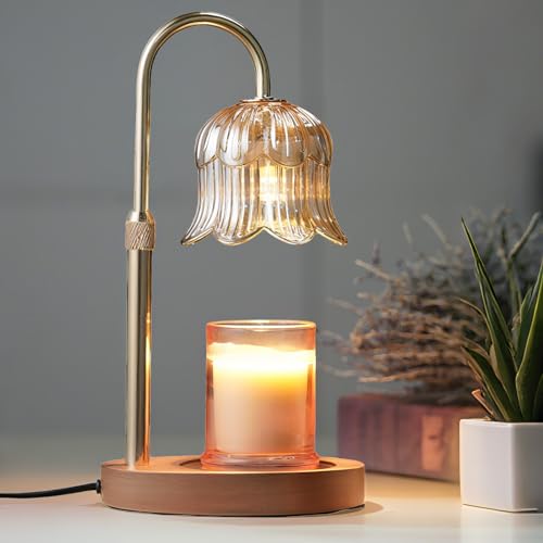 Candle Warmer Lamp with Timer: Adjustable Dimmable Height Adjustable Warming - Flower Shape Wax Lamp Jar Candl