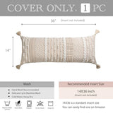 BlissBlush Cream Decorative Lumbar Throw Pillow Cover 14x36 Boho Long Cushion for Bed Neutral Beige White Accent Modern Farmhouse Pillowcase for Bedroom Living Room Couch Sofa Home Décor Cover ONLY