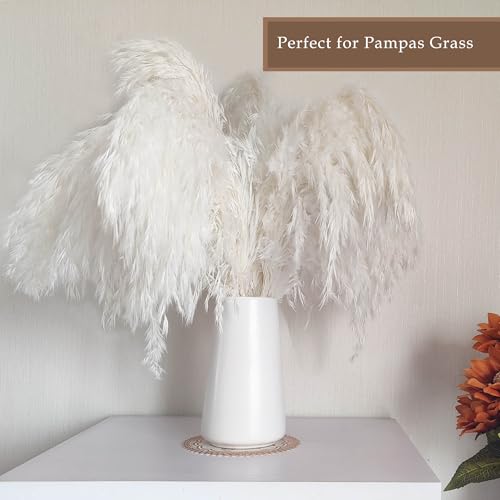 Bright White Vase - 6“ White Ceramic Flower vase, Boho Vases for Pampas Grass, Minimalist Modern vases for Home Decor, Table Shelf Living Room Farmhouse Decor