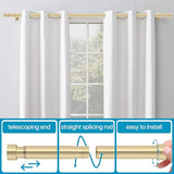 Gold Curtain Rods 180 inch, Extra Long Curtain Rod for Windows 120-180 inch, 1 inch Heavy Duty Drapery Rod for Outdoor Patio, Living Room, Bedroom, Modern Adjustable Curtain Pole 10-15ft