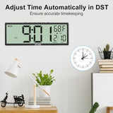 14.5'' Large Digital Wall Clock Battery Operated with Jumbo Numbers, Auto DST, Day, Date, Alarm, Temperature for Living Room, Bedroom, Desk Decor, Gift, LCD Screen Display Easy to Read and Set
