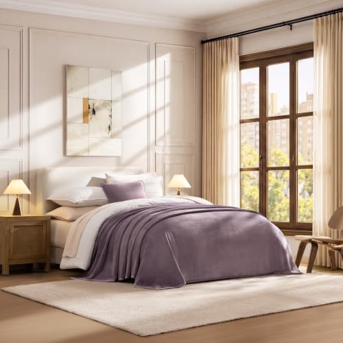 UGG Coco Queen Bed Blanket, Warm Fleece Blanket, 90" x 92", Purple (Shadow)