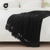 RECYCO Chenille Throw Blanket for Couch, 60"x80", Black