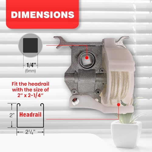 Amazing Drapery Hardware Pre-Corded High Profile Cord Tilt Control - Square Rod, White, for 2" Horizontal Blinds - 2 Pack
