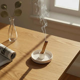 Palo Santo Holder, Ceramic Incense Holder for Palo Santo Sticks, Scent Wood Stand and Ash Catcher, Simple, Sturdy and Well Made Incense Burner, Cozy Speckled White