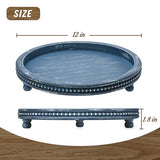 Handmade 12 Inch Decorative Tray, Small Beaded Tray Coffee Table Decor, Blue Decorative Display Risers for Coffee Table, Dining Room Entryway and Living Room