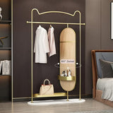 Decorative Rotating Full-Length Mirror Coat Rack Floor-Standing Combination Multi-Functional Dressing Fitting Hanging Clothes Storage for Living Room(Gold,95cm)