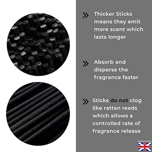 Ziffs Home® 120pcs Black Fibre Reed Diffuser Sticks - 20cm/7.87in x 4mm/0.16in - Thick Reeds Sticks - Fibre Reeds for Diffusers