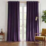 NICETOWN Purple Room Darkening Velvet Curtains, 84 inch Long, Living Room Back Tab & Rod Pocket Window Treatment Drapes Farmhouse for Theater, Set of 2, 52" Width
