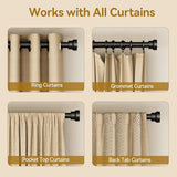 YaFex Curtain Rods 32-144 Inch, Heavy Duty 1 Inch Adjustable Curtain Rod for Windows, Black Extra Long Window Treatment Rods, Modern Design, Easy Installation