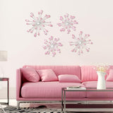 Hicarer 4 Pcs Starburst Wall Decor Bling Wall Art Crystal Teardrop 3D Hanging Rhinestone Radial Metal Artwork Modern Accent Sculptures Decorations for Living Room Home Office Bedroom(Pink)