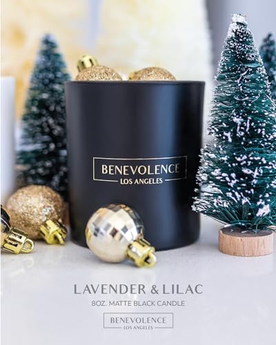 Benevolence LA Premium Lavender & Lilac Scented Candle – Long-Lasting, 45-Hour Burn – Luxury Natural Soy Candle for Home – Aromatherapy & Room Decor – 8oz
