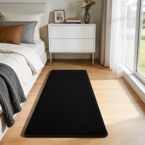 Modern Hallway Runner Rug, 2x4 Black Washable Non Slip Runner Rug