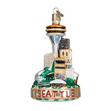 Old World Christmas Seattle Skyline Glass Blown Ornament for Christmas Tree, Handcrafted Holiday Decoration, Landmark Collection