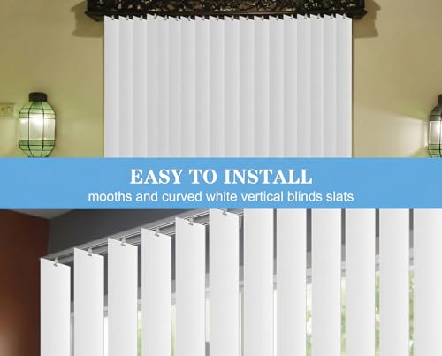 12PCS White PVC Vertical Blind Replacement Slats with 12pcs 3CM Repair Tabs | Vertical Blinds Vanes for Sliding Glass Patio Door Windows, (3.5 ×82.5 Inch) Pre-Punched Hanging Hole Window Blind