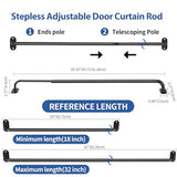 French Door Curtain Rod Adjustable 18"-32", Wrap Around Cafe Curtain Rod 1/2" Diameter, Screwed Sash Rods for Door Window, Black, 2 Pack