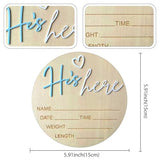 Baby Announcement Sign, 5.9 Inch Wooden Hello World Newborn Signs, Birth Announcement Sign, Gender Reveal Signs, He's here Decoration, Welcome Newborn Arrival To World (He's,Blue-A)