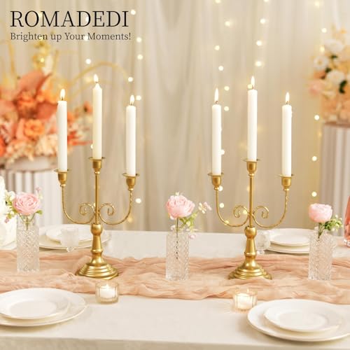 Romadedi Gold 3 Arm 11.8" Candelabra Candle Holders