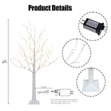 Dazzle Bright 2 Pack Lighted Birch Tree, 4 FT Total 96 LED Pre-lit Artificial Christmas Tree with Timer, Christmas Decorations Indoor Outdoor for Home Garden Party Thanksgiving Decor, Warm White