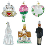 Wedding Collection Set of 6 Glass Old World Christmas Ornament 14011