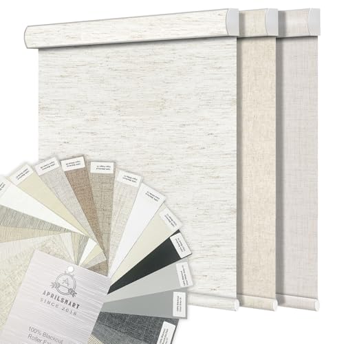 Aprilsmart Motorized Blinds with Remote,Compatible with Apple HomeKit Alexa Google Home- Voice and app Control,Motorized Roller Shades 100% Blackout Custom Size(A Set of Fabric Sample booklets)