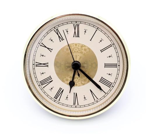 2 3/4" Quartz Clock Insert Fit Up Movement 70 mm Fancy Cream Roman Dial