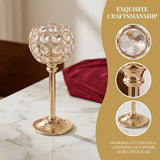 4 Set of 12 Gold Crystal Ball Candle Holders: Gold Antique Decor