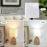 Rattan Lamp Boho Lamps Set of 2-13.75" Mini Farmhouse Table Lamp Rustic End Table Decorative Small Lamps for Small Spaces Bedroom Nightstand Living Room Reading Desk Side Table Lamp