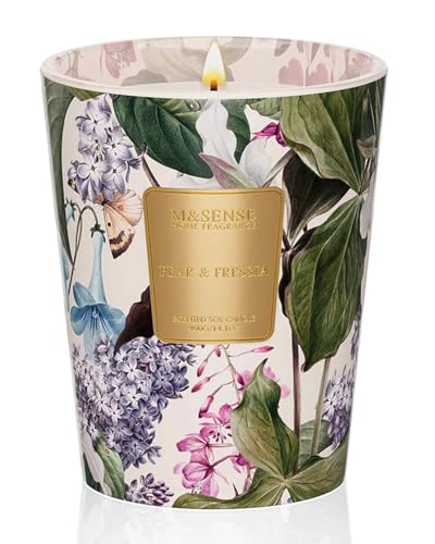 M&SENSE Pear Freesia Soy Candle, 14.1oz, Summer Fruity Gift for Women