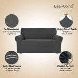 Easy-Going Stretch Oversized Sofa Couch Slipcover Washable Dark Gray | 1-Piece X-large Sofa Cover Furniture Protector Couch Soft with Elastic Bottom for Kids, Polyester Spandex Jacquard Fabric