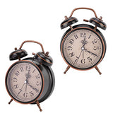 Retro Alarm Clock, Twin Bell Mechanical Alarm Clock with Night Light, Black, 6.3 inches by 4.7 inches