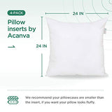 Acanva Decorative Square Throw Pillow Inserts for Sofa Bed Couch & Chairs, 24x24(4 Count), White