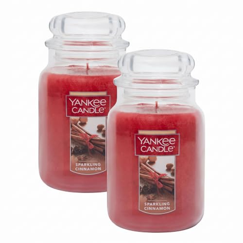Yankee Candle Sparkling Cinnamon Scented, Classic 22oz Large Jar Single Wick Candle, Over 110 Hours of Burn Time (Pack of 2)