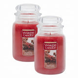 Yankee Candle Sparkling Cinnamon Scented, Classic 22oz Large Jar Single Wick Candle, Over 110 Hours of Burn Time (Pack of 2)