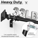 VOIIY Curtain Rods for Windows 48 to 84 Inch, Black 1 Inch Adjustable Decorative Curtain Rod, Modern Heavy Duty Window Treatment Rods, Single Splicing Metal Drapery Rod for Bedroom, Living Room