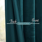 RYB HOME Teal Blue Velvet Curtains 84 inch Length 2 Panels Set, Blackout Velvet Curtains Drapes for Light & Draft Block Holiday Decor for Bedroom Living Room Guest Room, Peacock Blue, W52 x L84 inches