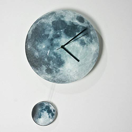 Creative Watches Nursery Decoration Luminous Fluorescent Crescent Pendulum Moon Wall Clock (Natural)