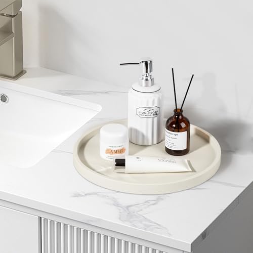 Silicone Bathroom Tray Coffee Table Decor Perfume Organizer, 12" Beige