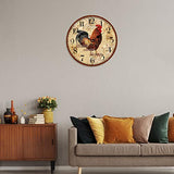 TAHEAT 14 Inch Rustic Rooster Wall Clock Retro Silent Non Ticking Easy to Read Clock, Battery Operated Decorative Wall Clocks for Kitchen/Living Room/Bedroom/Farmhouse Decoration