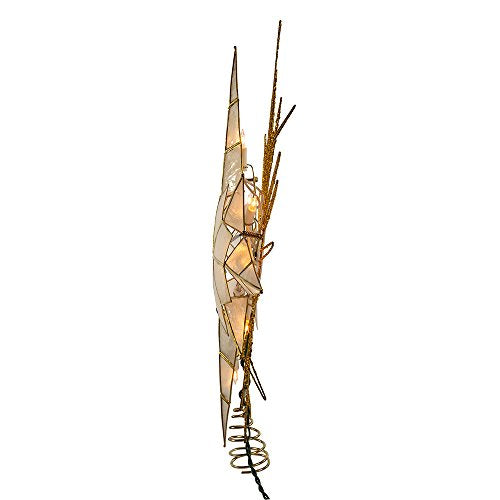 Kurt Adler 10 Light Gold Glitter Capiz Bethlehem Star Treetop, 14"
