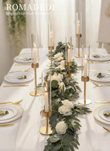 Romadedi Glass Hurricane Candle Holders for Candlestick, Gold, Set of 18