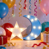 QiaoFei Decorative Moon-Star Night Light,Cute LED Nursery Night Lamp Gift-Marquee Moon-Star Sign for Birthday Party,Baby Shower,Kids Room, Living Room Decor(Blue)