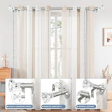 TVWOO Silver Decorative Crystal Curtain Rods 36 to 88 Inch:Heavy Duty Adjustable Window Curtains Rods for Living Room Bedroom,Nickel Modern Girly Acrylic Drapery Rod with Clear Bling Diamond Finials
